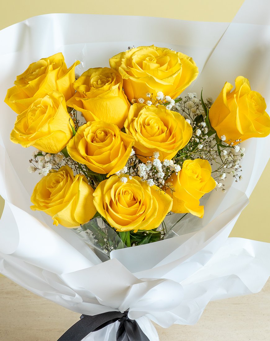 Yellow Rose & Gypso Bouquet - Image 2