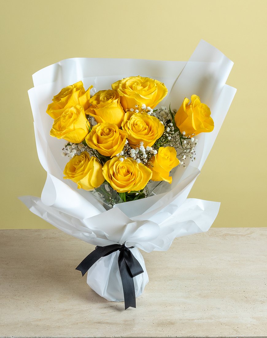 Yellow Rose & Gypso Bouquet - Image 4