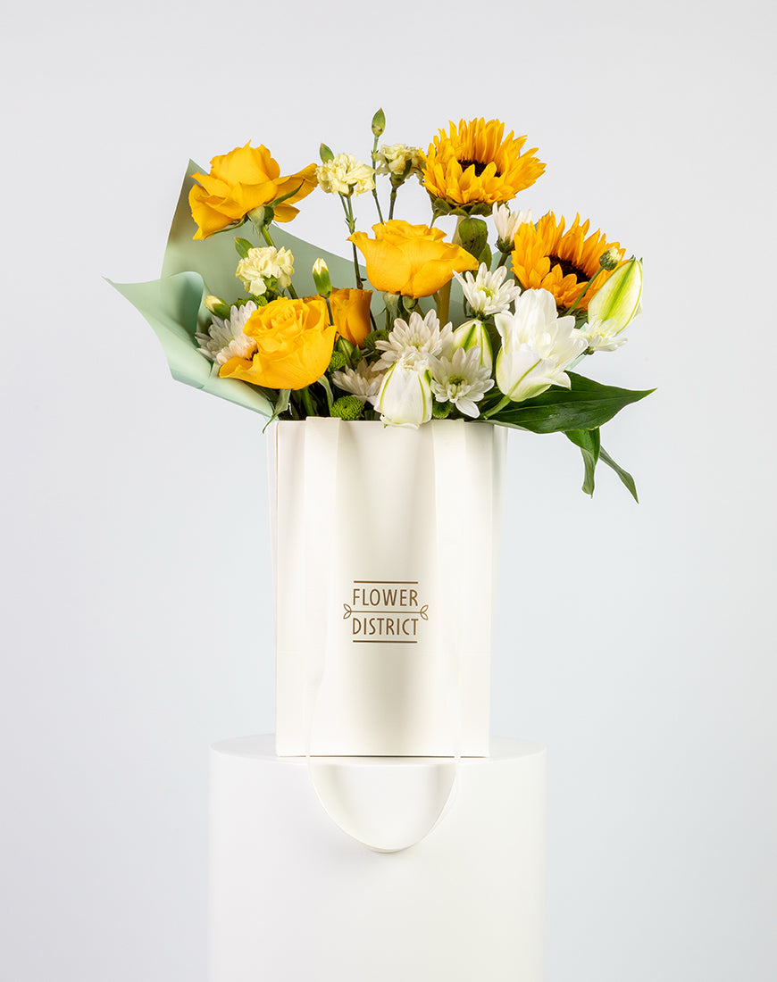 Yellow Rose & Sunflower Small Bag Arrangement
