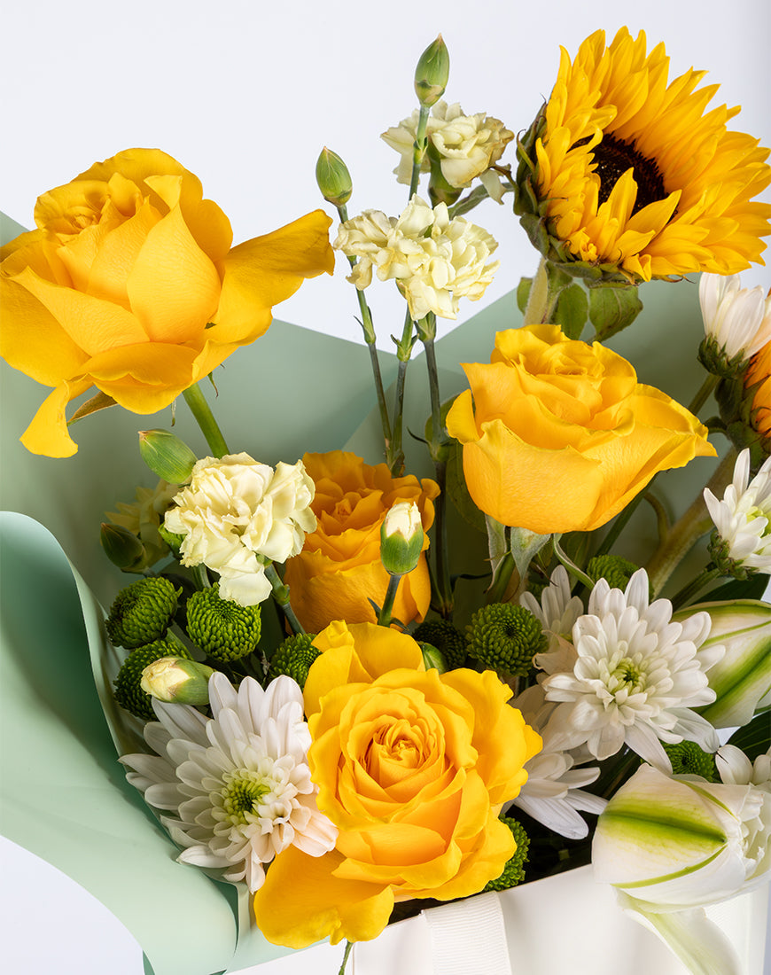 Yellow Rose & Sunflower Small Bag Arrangement - Image 3