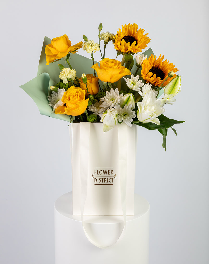 Yellow Rose & Sunflower Small Bag Arrangement - Image 5