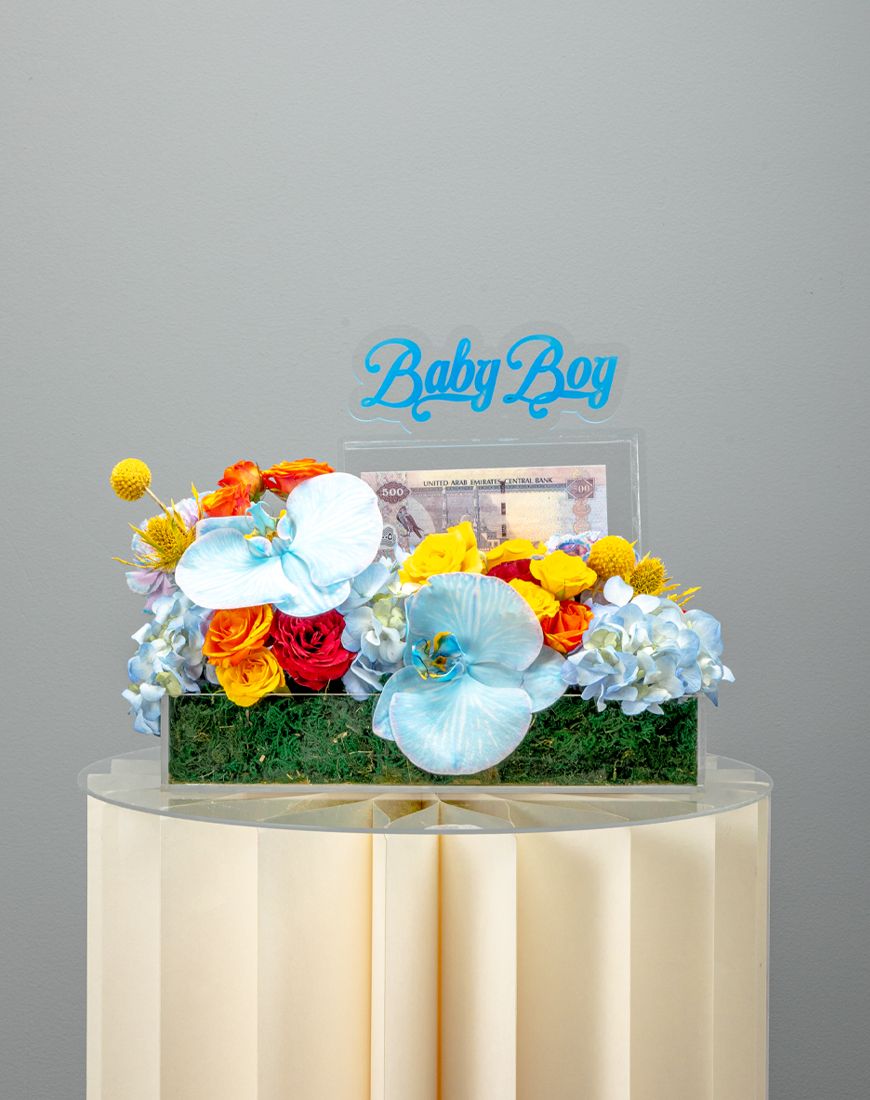 Picture of Baby Boy Acrylic Tray Arrangement