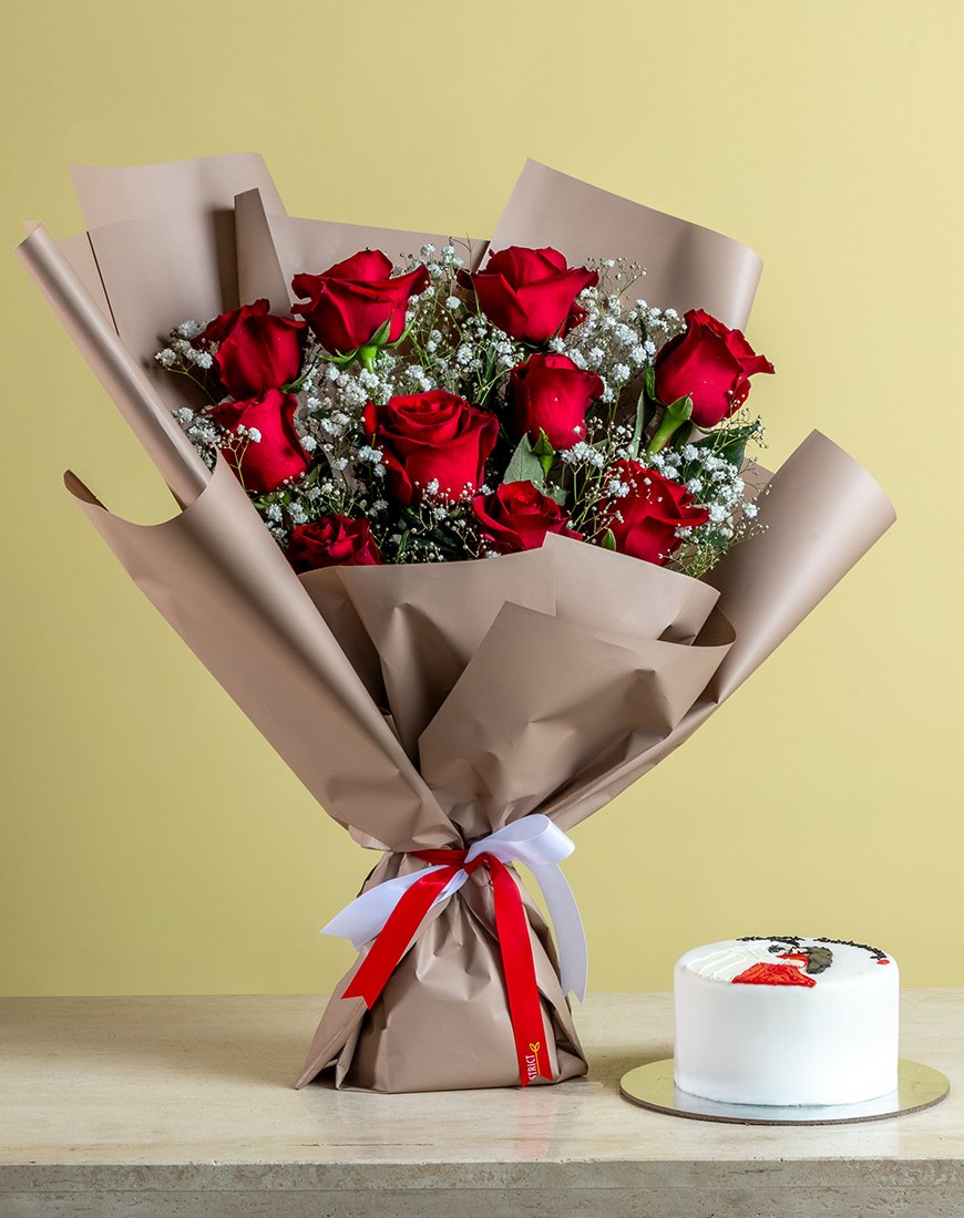 Picture of Red Rose & Cake Gift Set