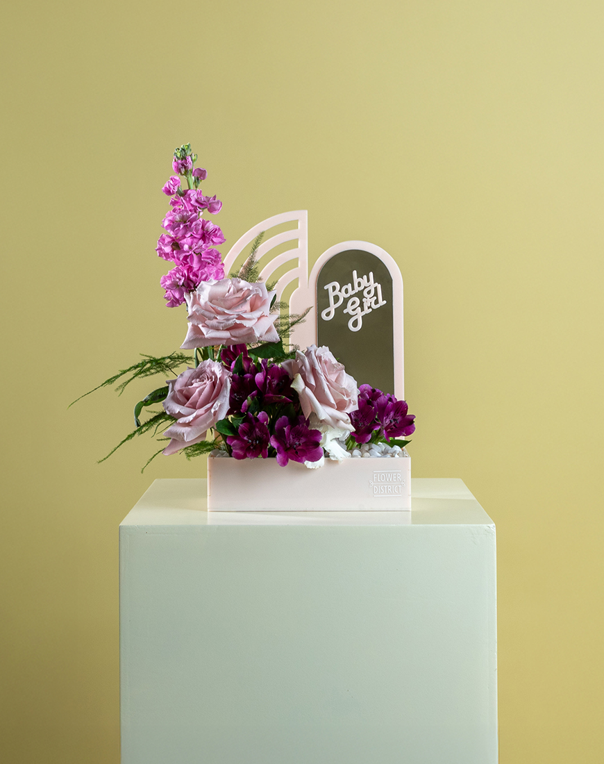 Picture of Ohara Pink & Alstroemeria Baby Girl Box with Mirror