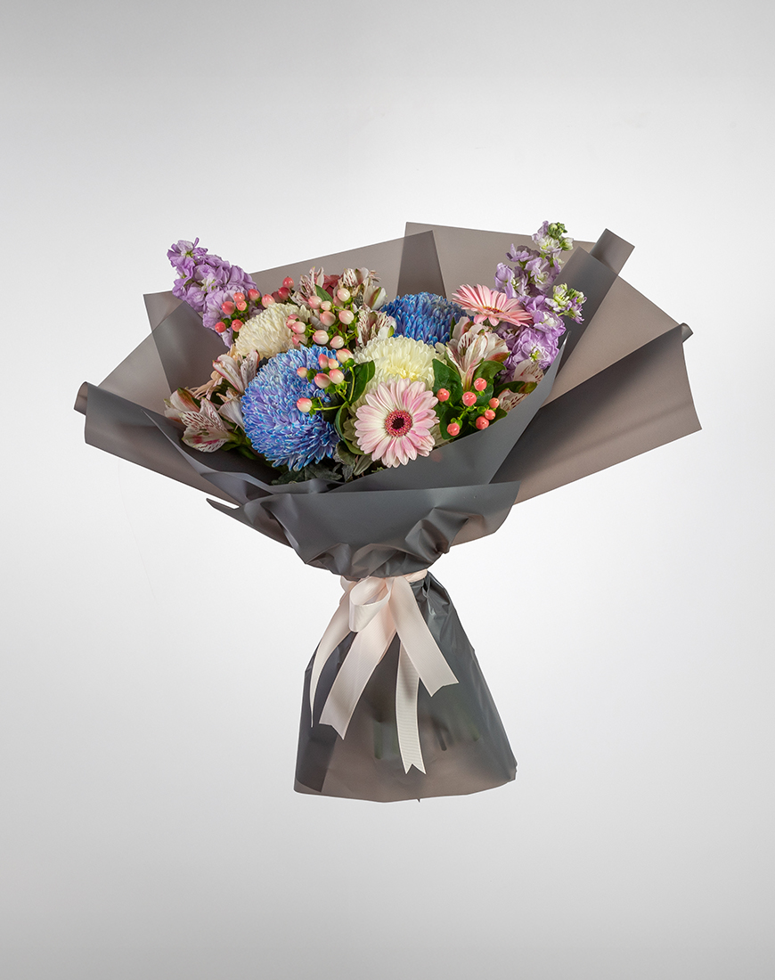 Picture of Blue & Pink Mixed Flower Bouquet