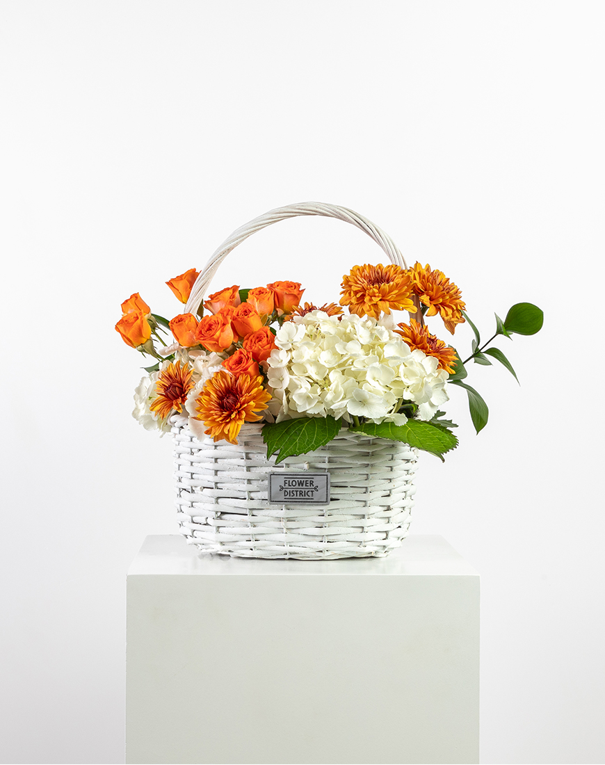Picture of Orange Charm With White Hydrangea Basket