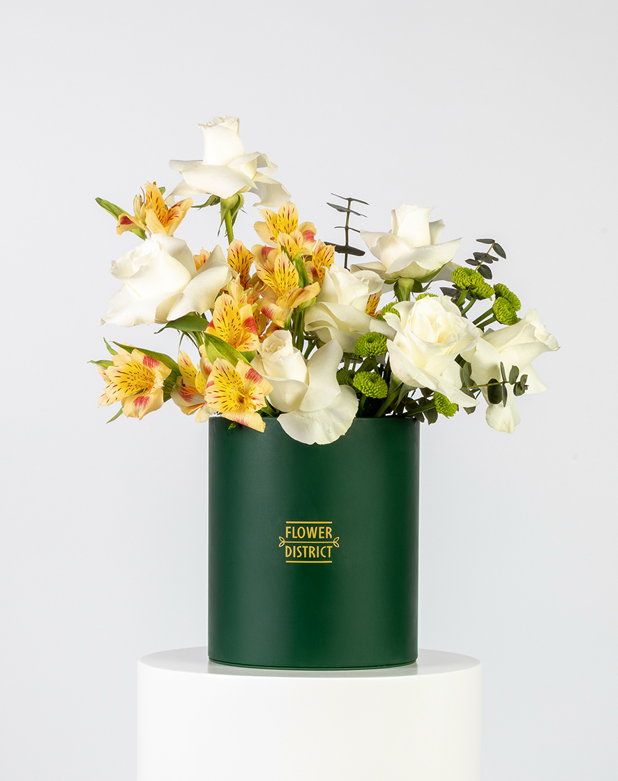 Picture of White & Yellow Glow Medium Box arrangement
