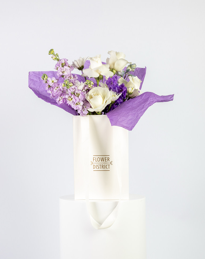 Picture of White & Lavender Small Floral Bag