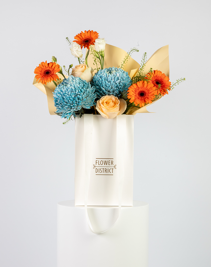 Picture of Peach Rose & Gerbera Small Bag Arrangement