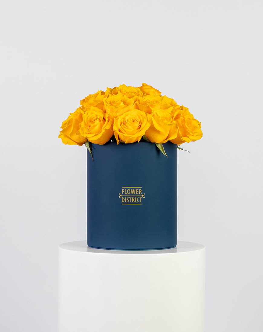 Picture of Sunshine Yellow Roses Medium Box Arrangement