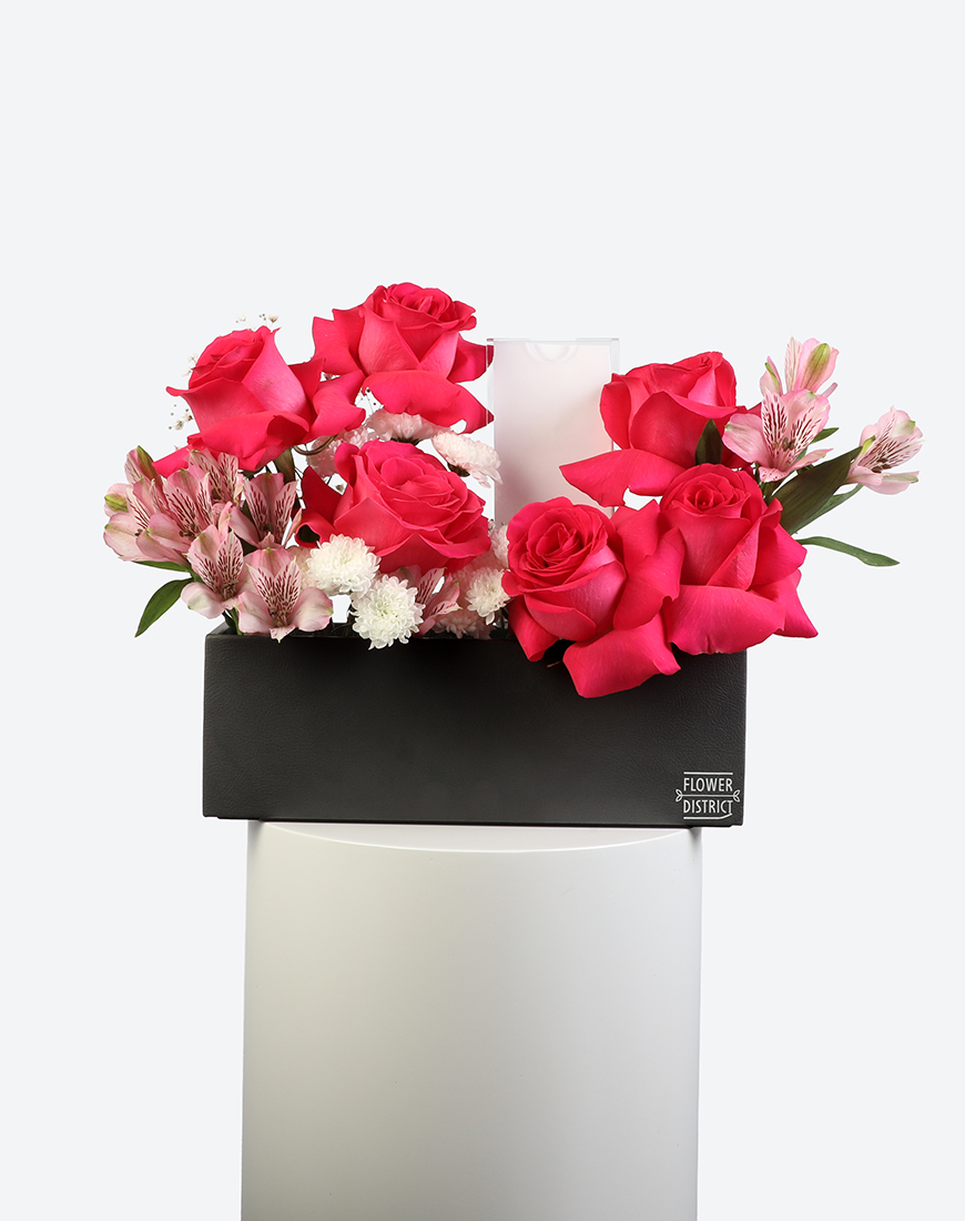 Picture of Fuchsia Bloom Leather Tray With Money Box