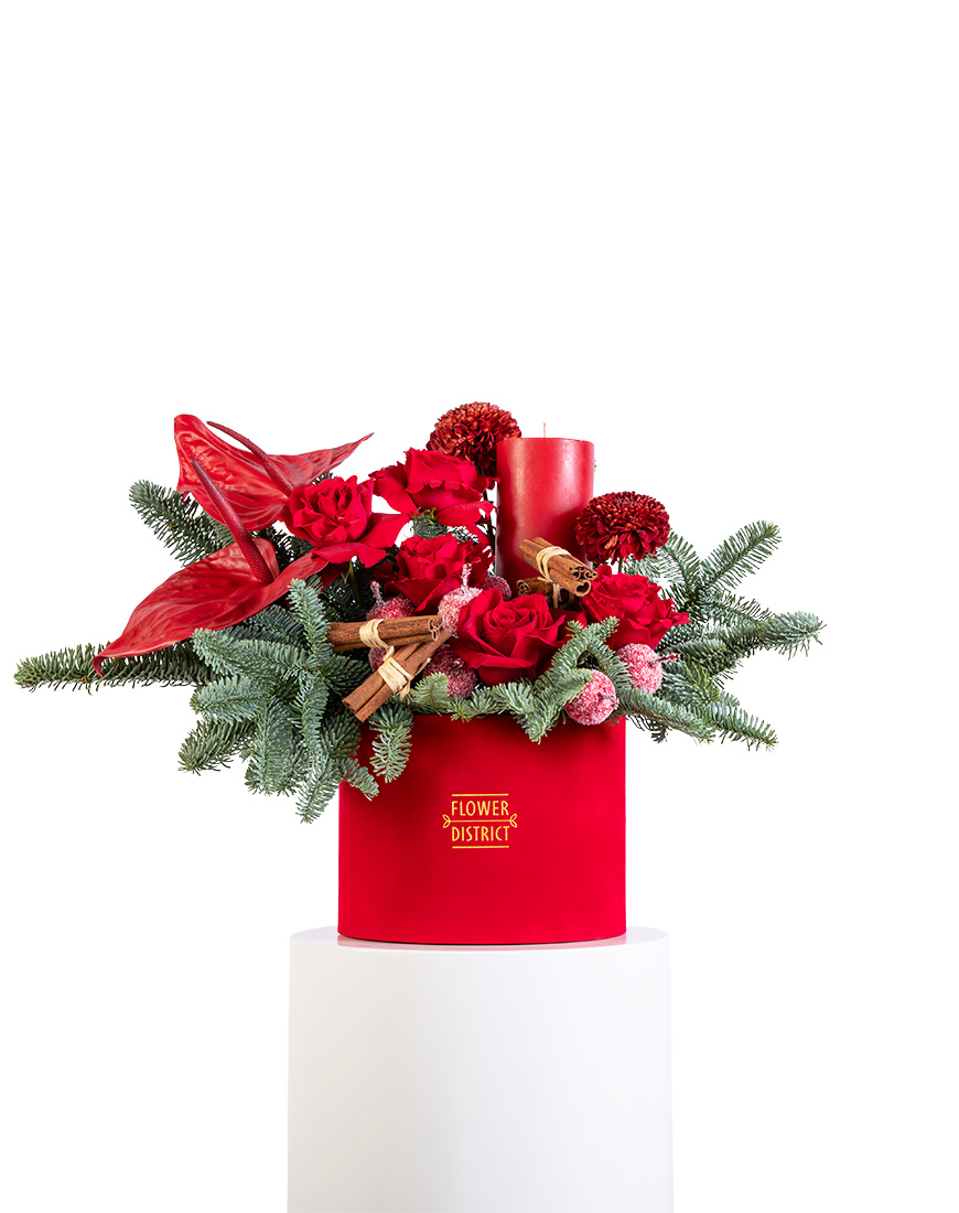 Picture of Christmas Ruby Candlelight Special Flower Arrangement