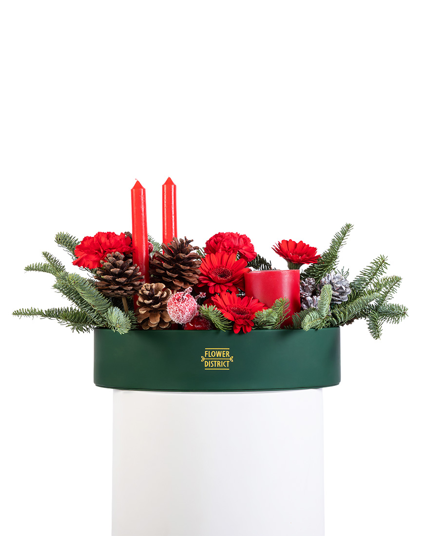 Picture of Christmas Evergreen Candle Glow Special Flower Arrangement