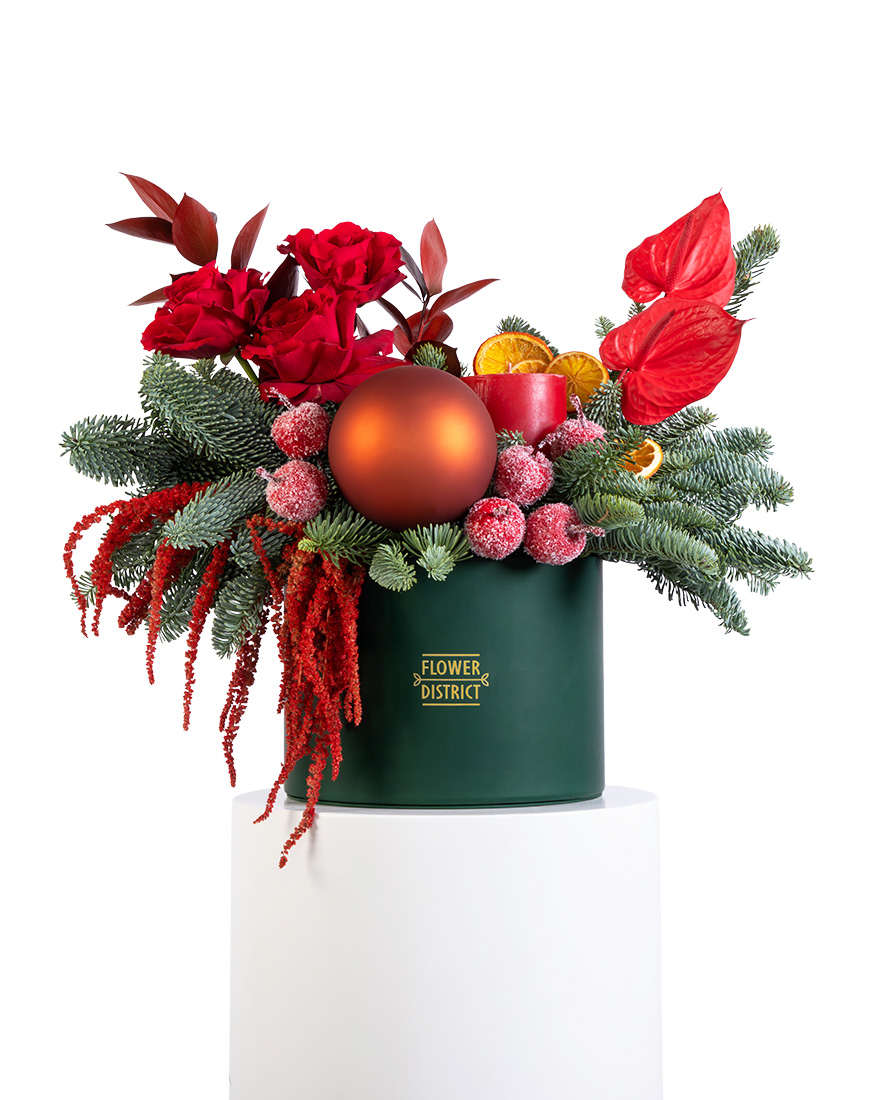 Picture of Crimson Frost Radiance Christmas Special Flower Arrangement