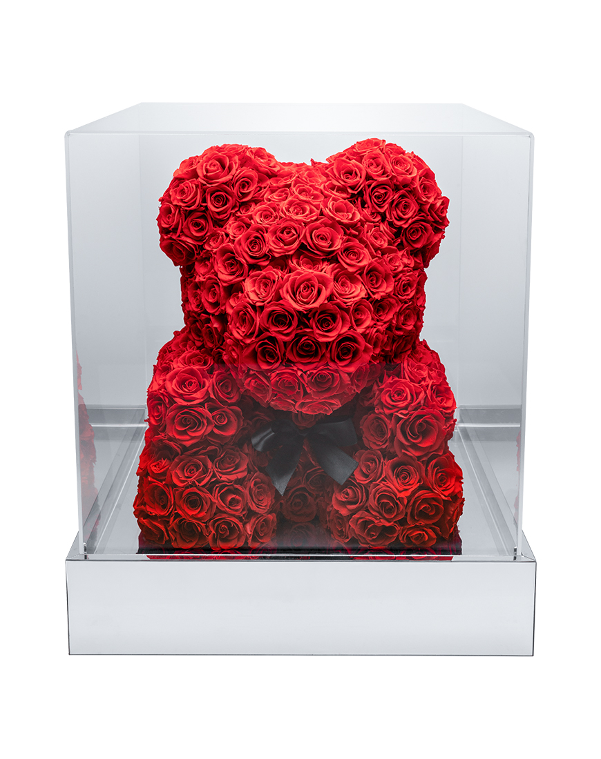 Picture of Scarlet Teddy Valentine Special Preserved Flower Arrangement