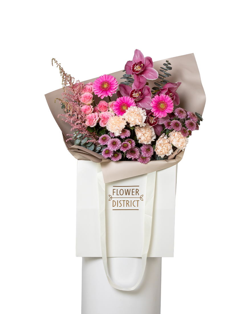 Picture of Mothers Day Gerbera Carnation Rose Flowers Arrangement Large