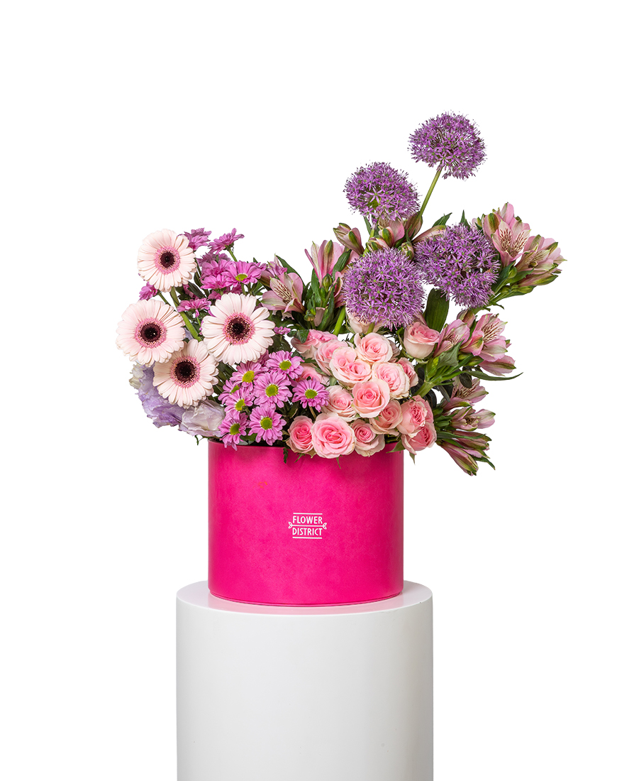 Picture of Mothers Day Allium Gerbera Rose Flower Box Large