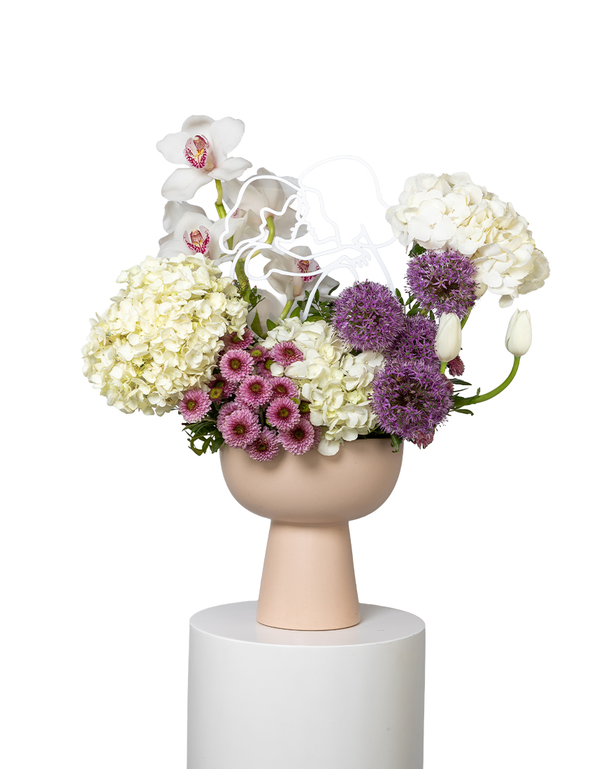 Picture of Mothers Day Hydrangea Tulip Allium Flower Vase Large