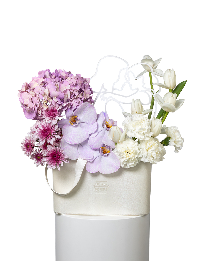 Picture of Mothers Day Hydrangea Orchid Tulip Flower Tray Large