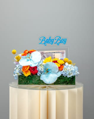 Baby Boy Acrylic Tray Arrangement