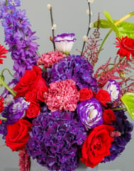Delphinium And Hydrangea Purple Vase