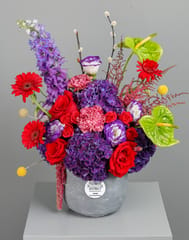 Delphinium And Hydrangea Purple Vase